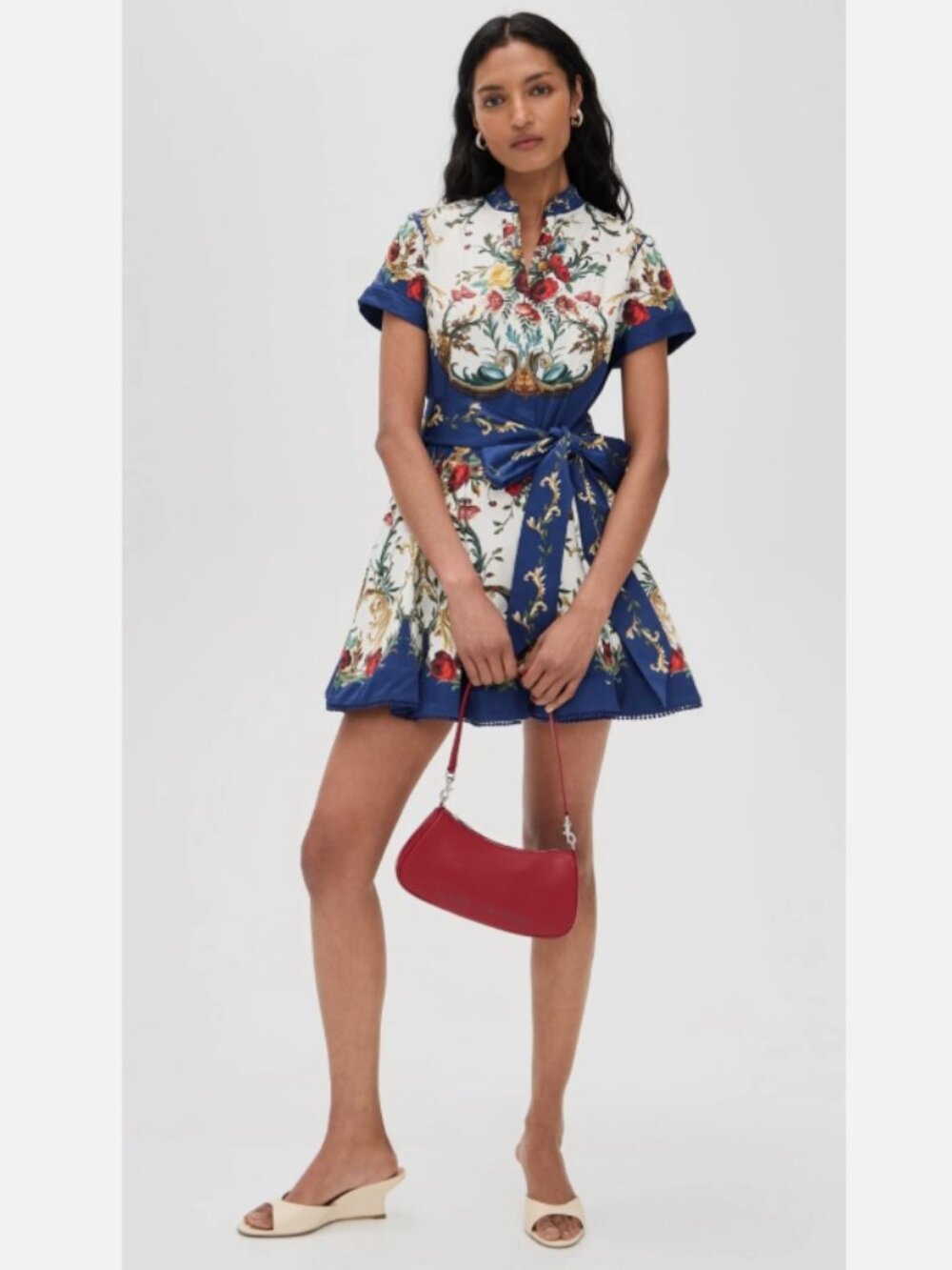 Alice and Olivia Lucy Short Sleeve Mini Shirt Dress w/Tie Belt - Picture 6 of 10